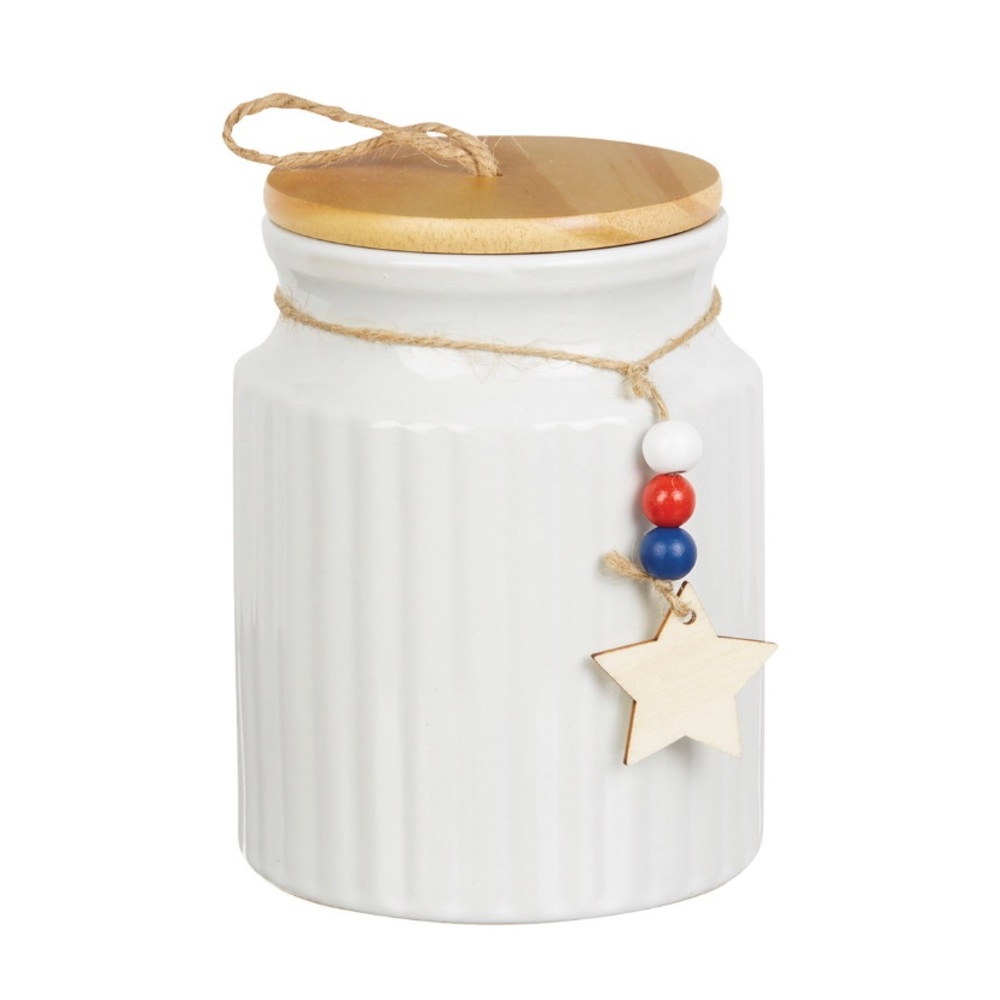 True living canister with beads Great for the 4th of July Decoration